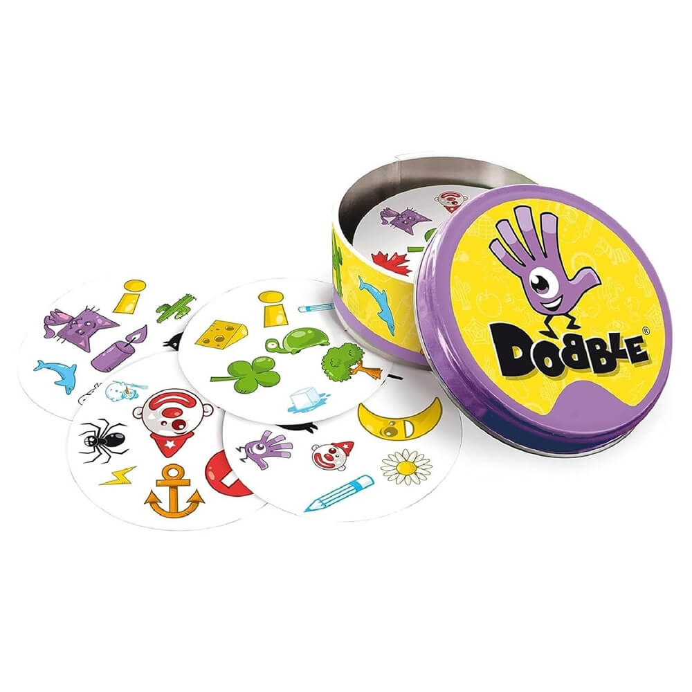 Dobble metal tin open with cards inside – compact travel party game India