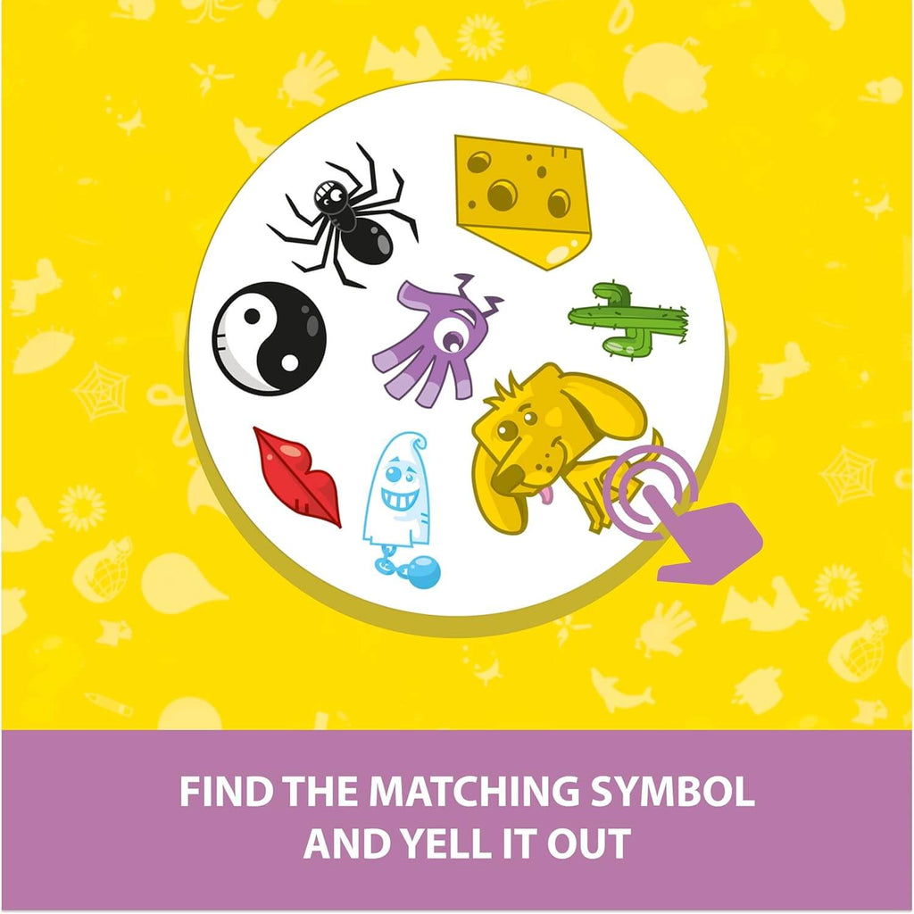 Dobble game in play with players spotting matching symbols – family card game India