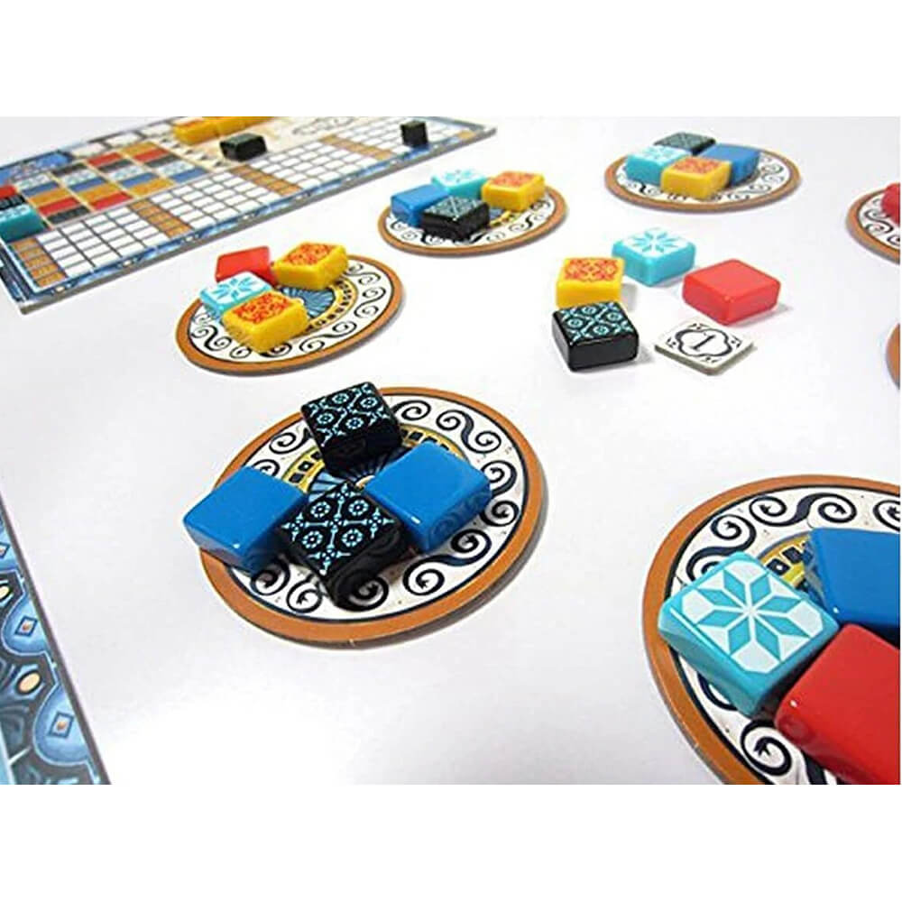 Azul factory displays with tiles being drafted – 2-4 player strategy board game India