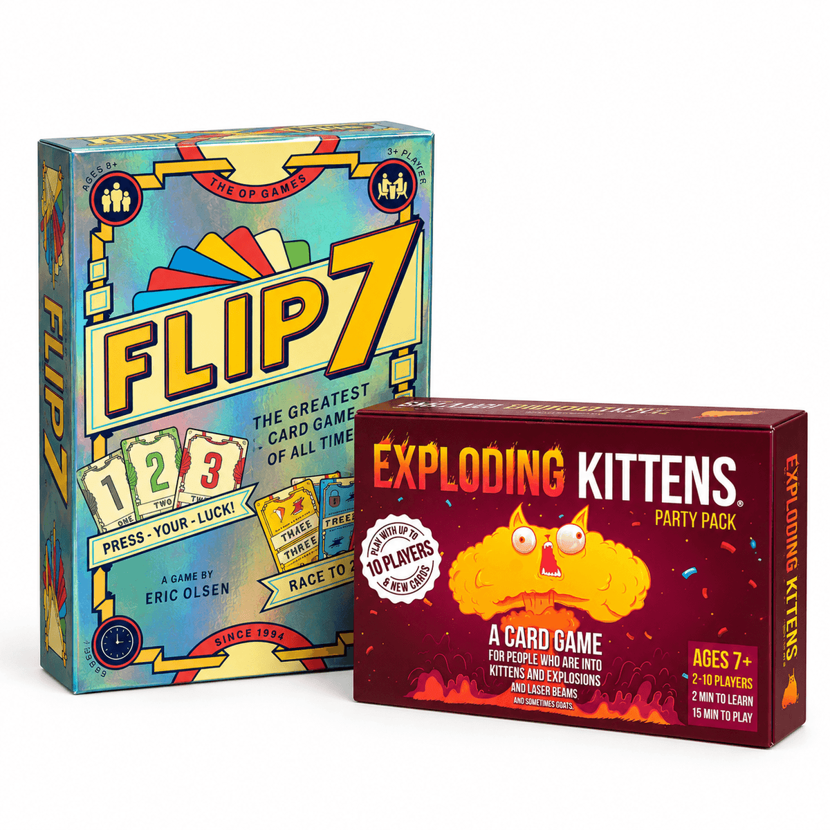 Exploding Kittens and Flip 7 card game bundle