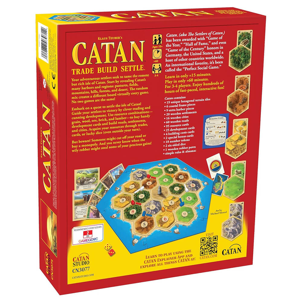 CATAN board game box back – trade build settle strategy game 3-4 players India