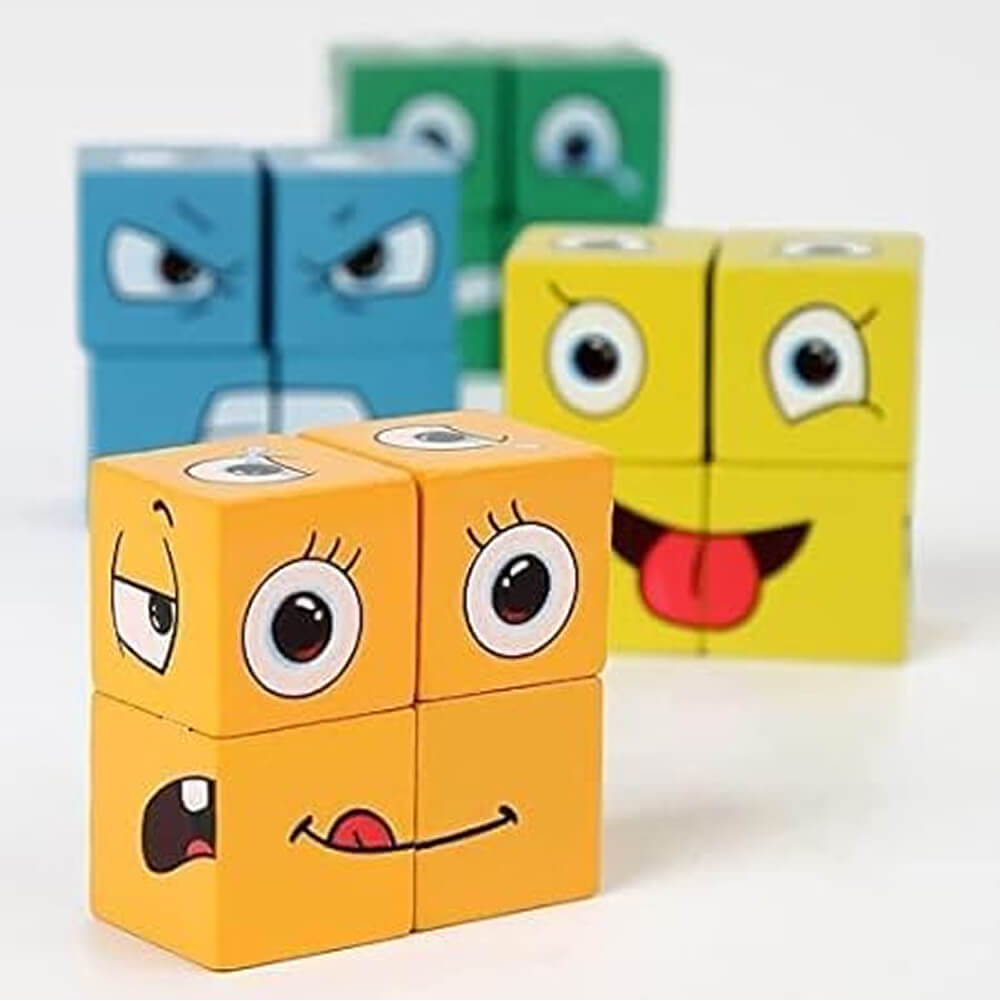 Crazy Face Puzzle duoqu tile cards with split cartoon face expressions