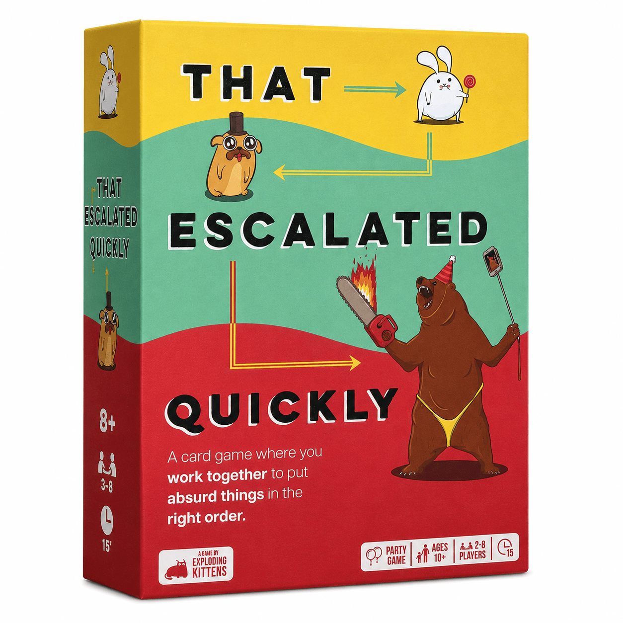 That Escalated Quickly party card game box for family and friends