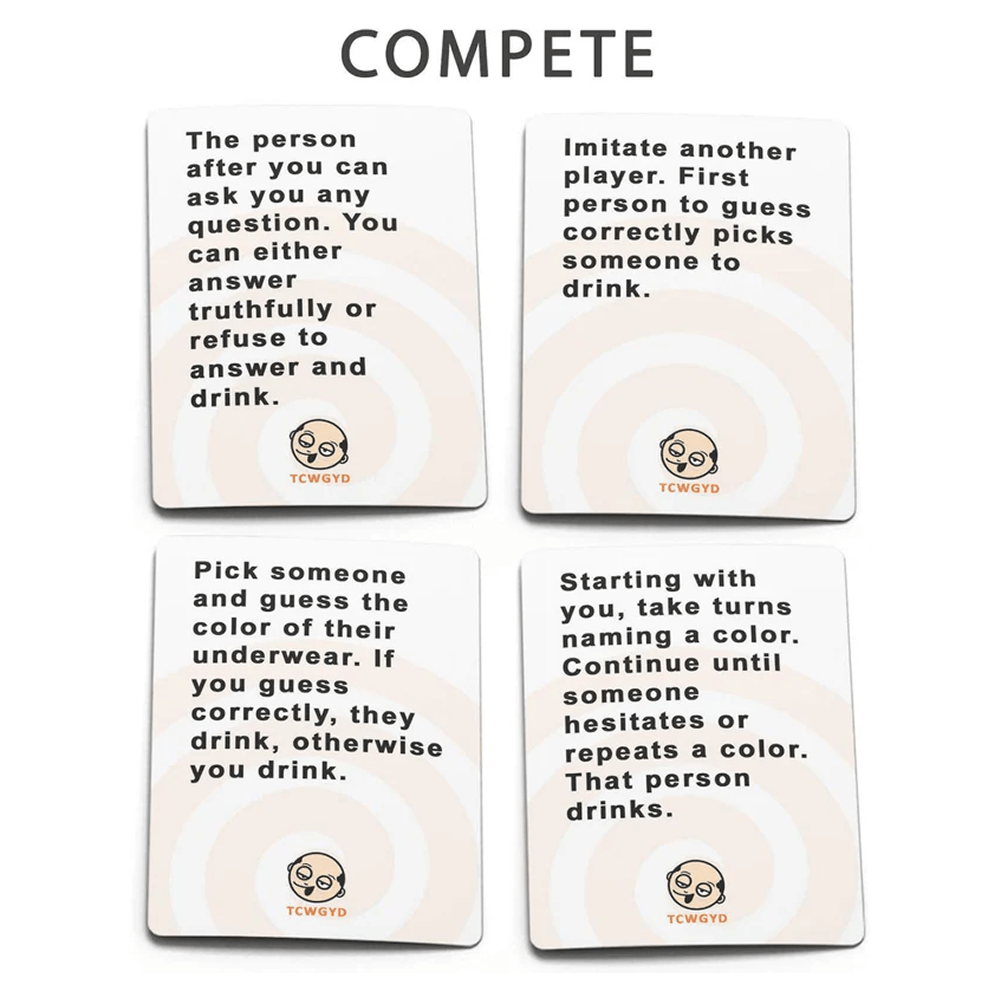 Close-up of These Cards Will Get You Drunk prompt card — adult party drinking card game zero rules