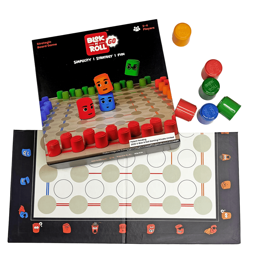 Blok n Roll GO 2-grid board and 36 blocks – made in India abstract strategy game components