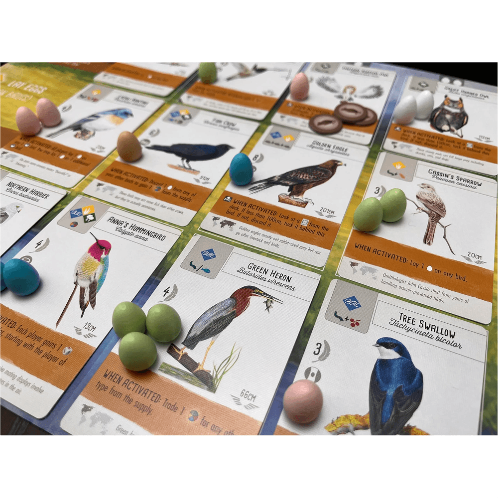 Wingspan bird cards birdfeeder dice tower and egg miniatures – strategy game components India