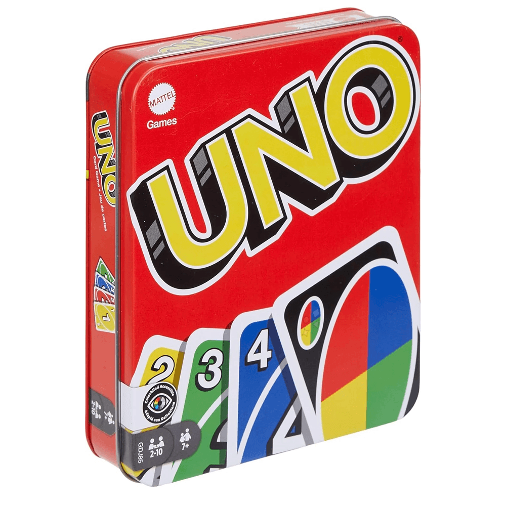 UNO card game tin box for family game nights