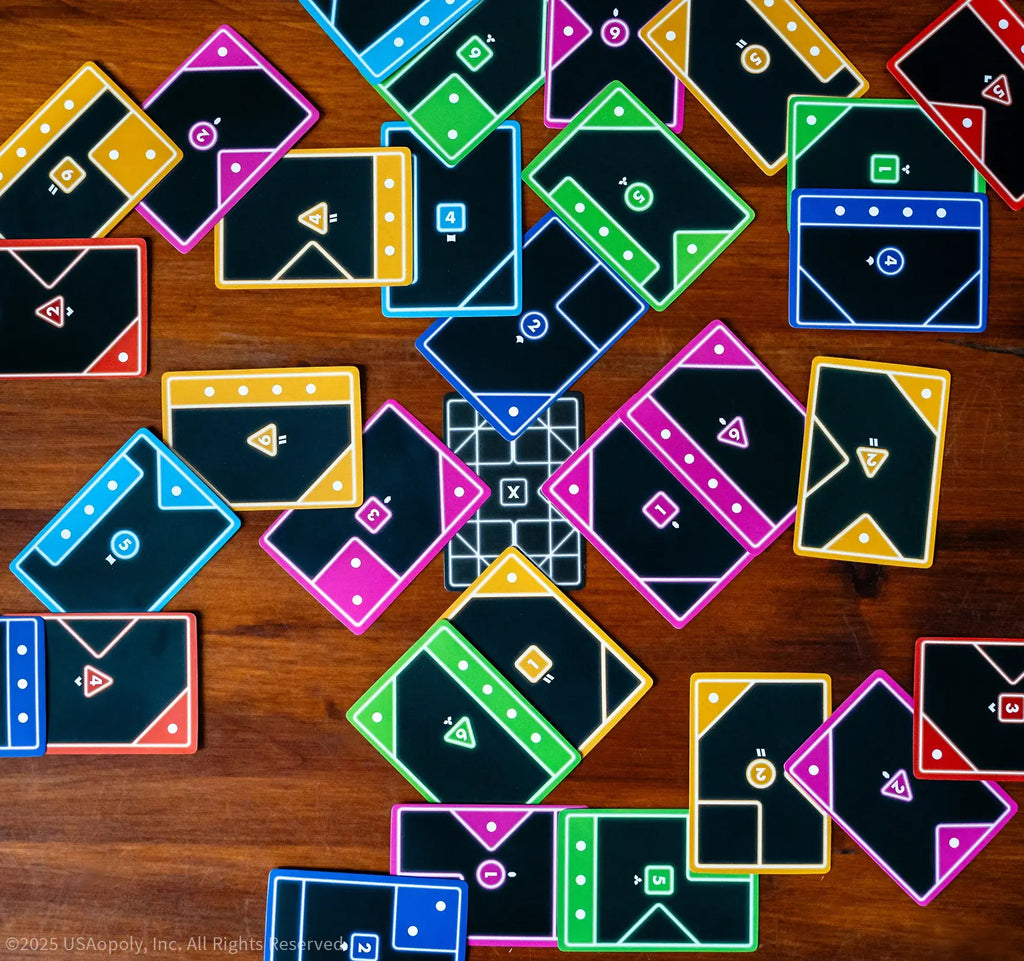 TACTA strategy game with colourful shape matching cards